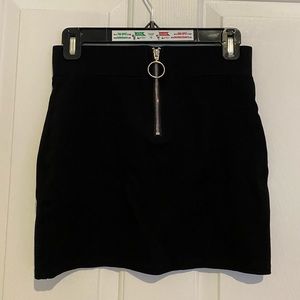 Black mini skirt with front zipper detailing